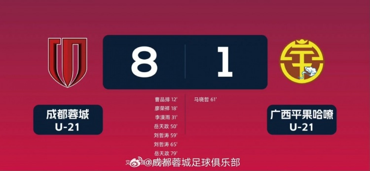 蓉城青年军狂轰八球大胜对手